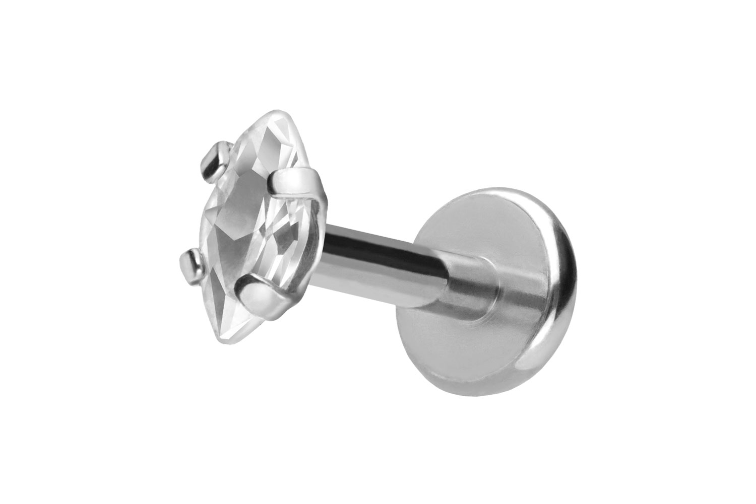 Titan Labret Piercing mit Push Fit EINGEFASSTER KRISTALLTROPFEN